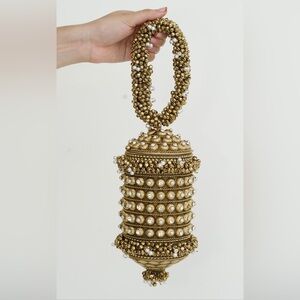 Ramla Shimmer Sparkling Handmade Gold Bag Purse New